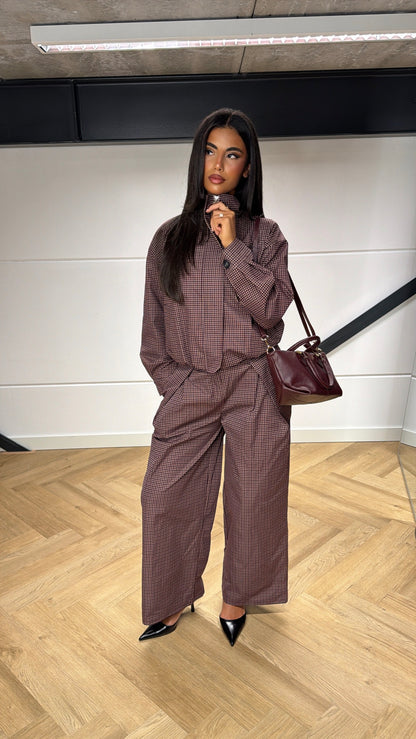Checkered Bomber Burgundy
