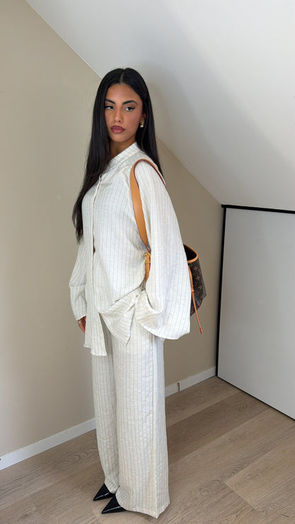 Pinstripe set White