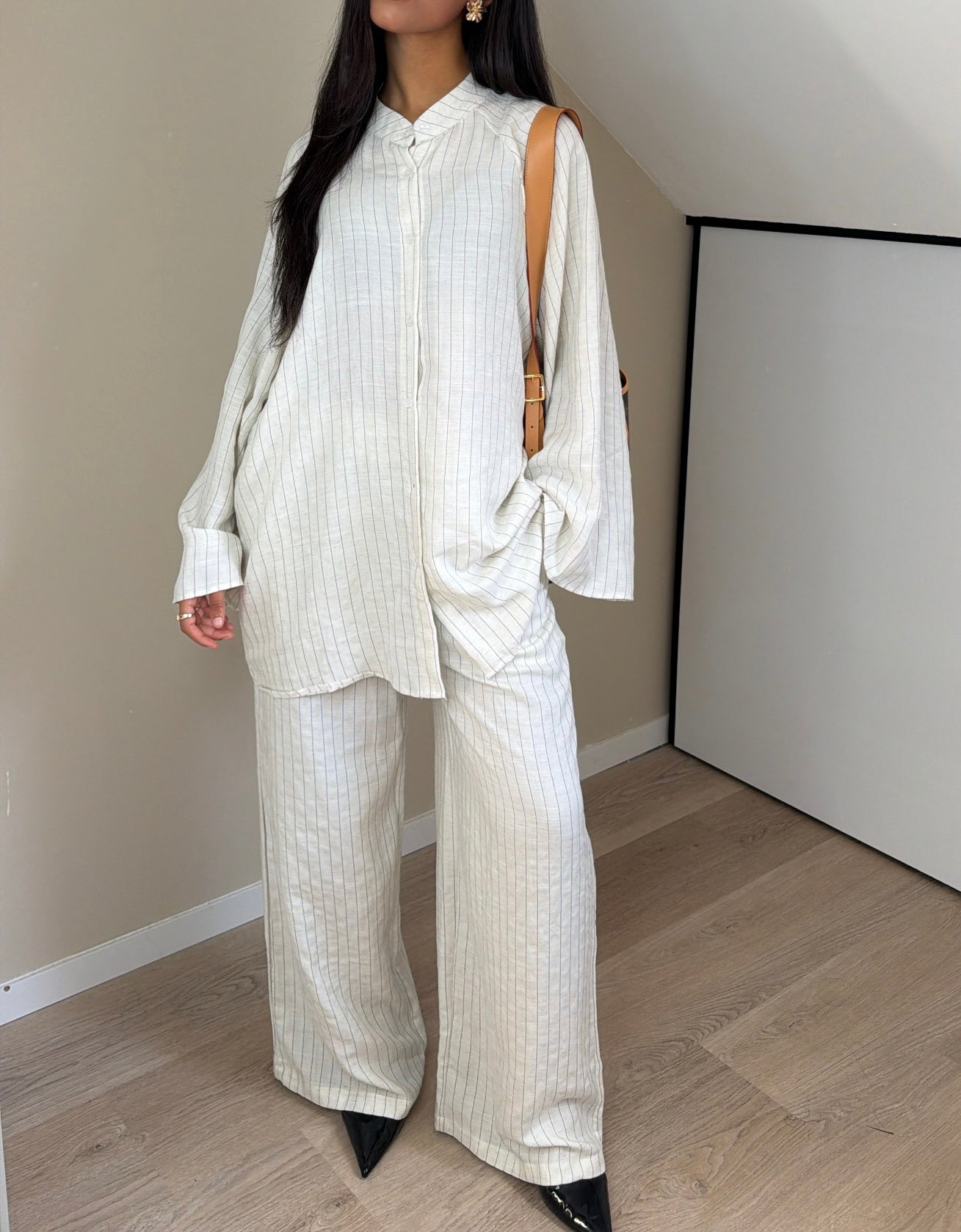 Pinstripe set White