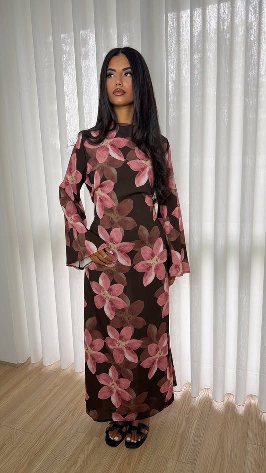 Flower Dress Brown