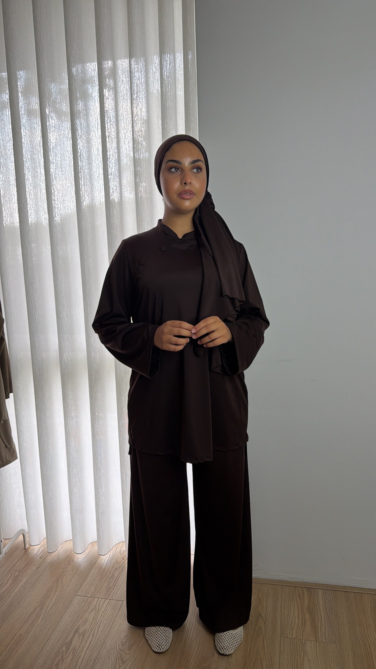Button Burkini Brown