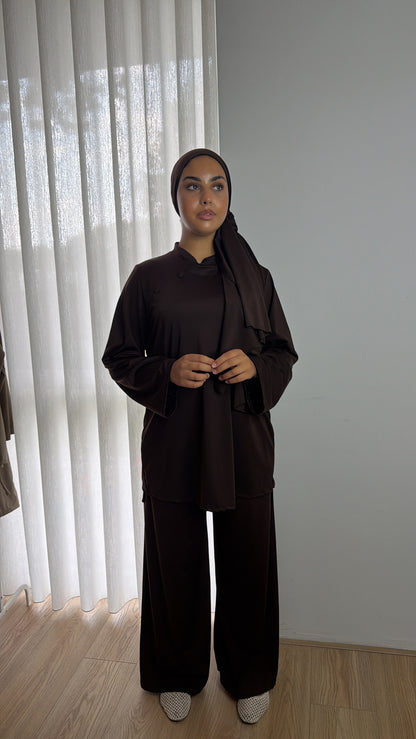 Button Burkini Brown