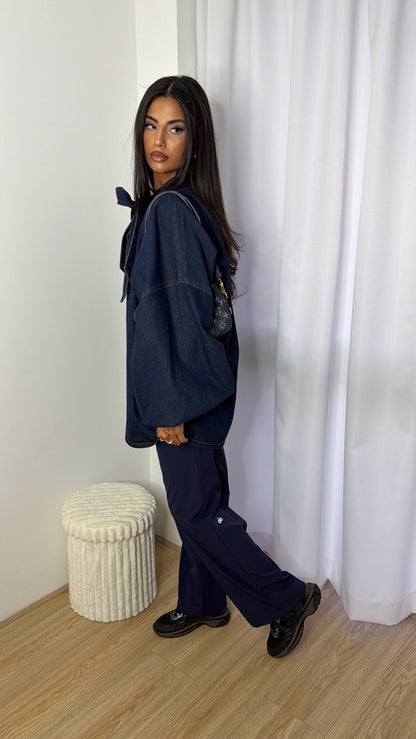 Denim Bow Blouse