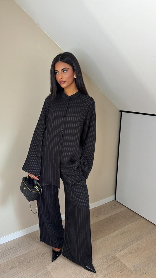 Pinstripe set Black