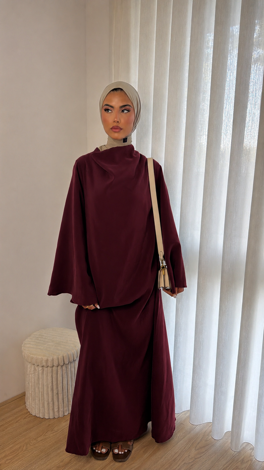Noor Abaya Burgundy Purple