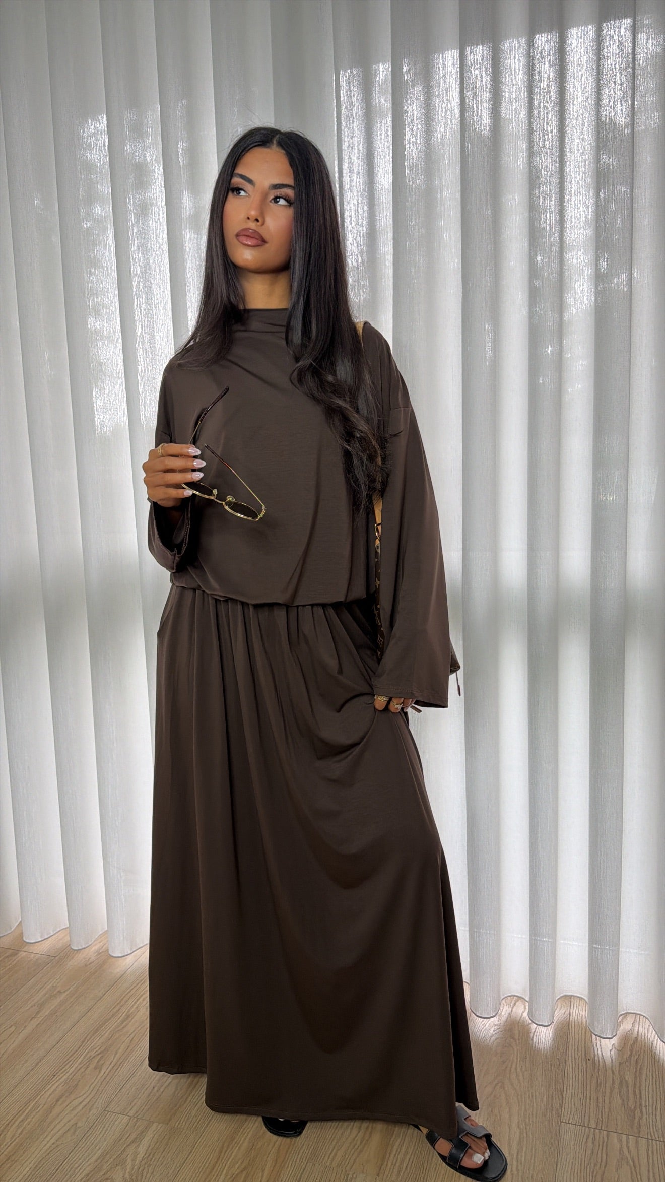 Premium Stretchy Set Chocolate Brown