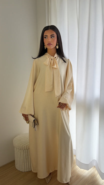 Bow Abaya Beige
