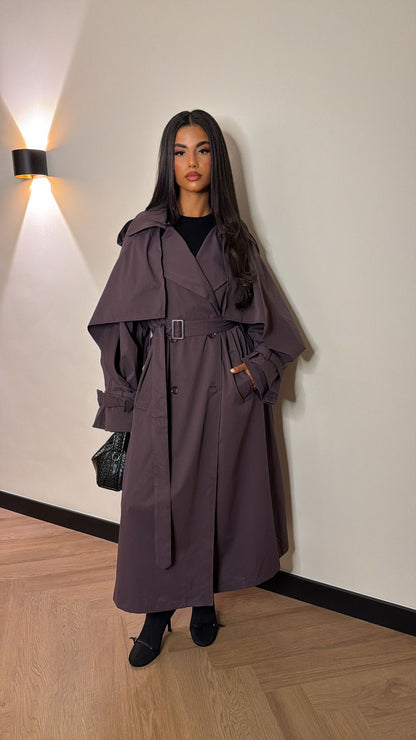 Cape Trench Coat Plum