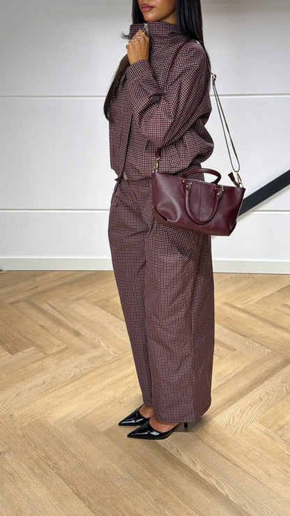Checkered Bomber Burgundy